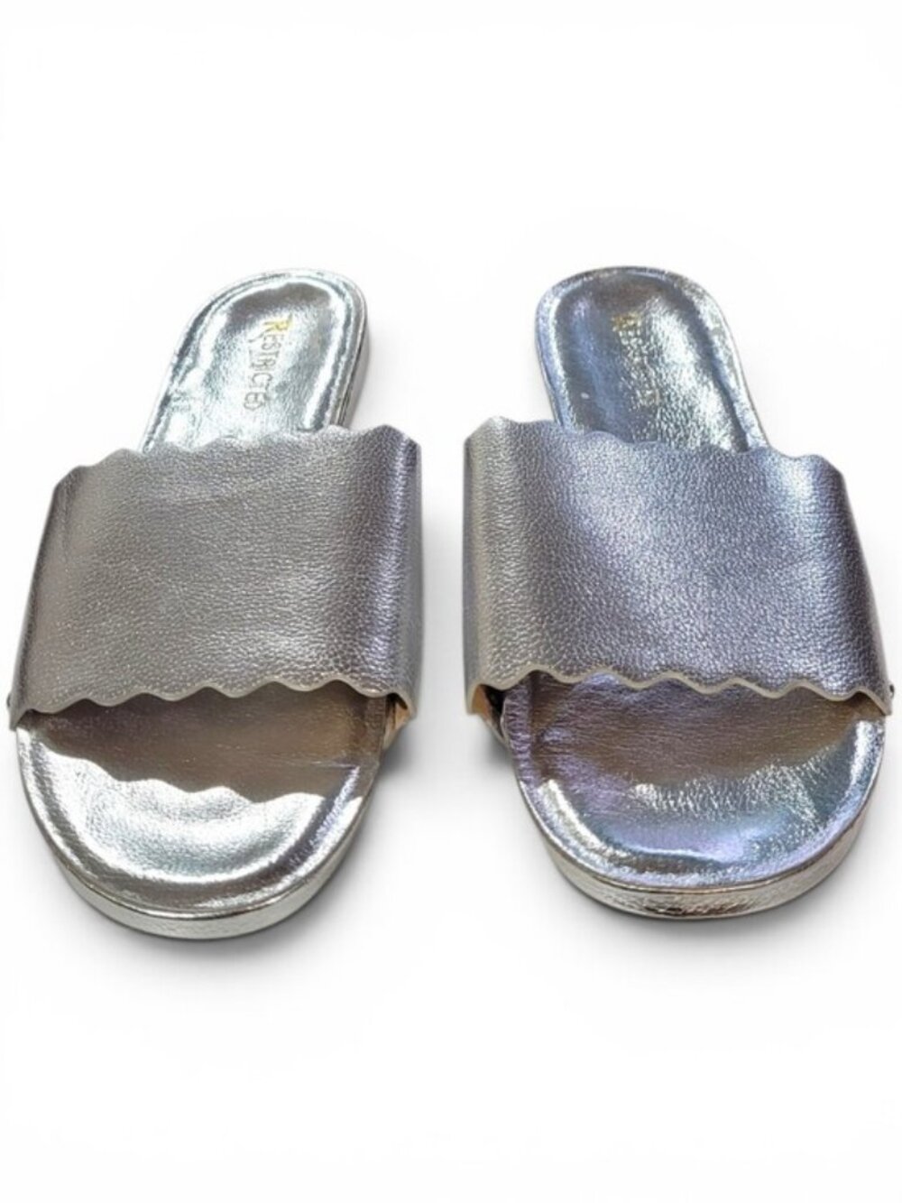 Restricted Silver Flat Sandals Size 9.5
